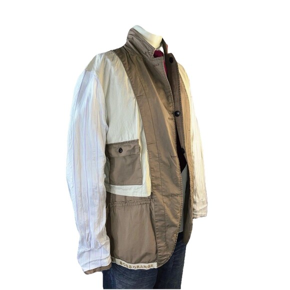Hugo Boss Men Sz 46R Military Jacket Orange Label Cotton Canvas Sport Coat - Picture 10 of 15